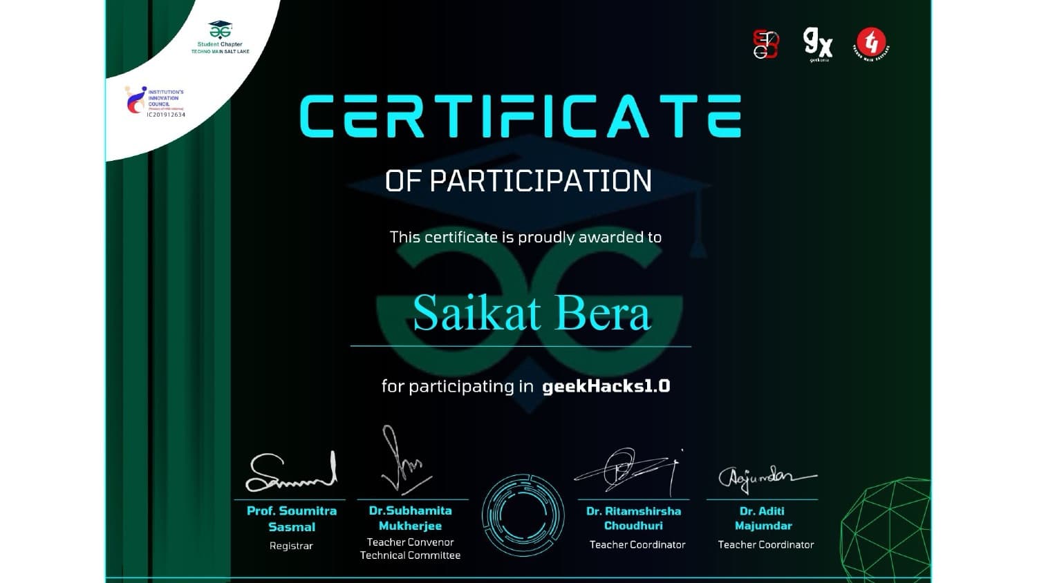 geekHacks 1.0 Participation